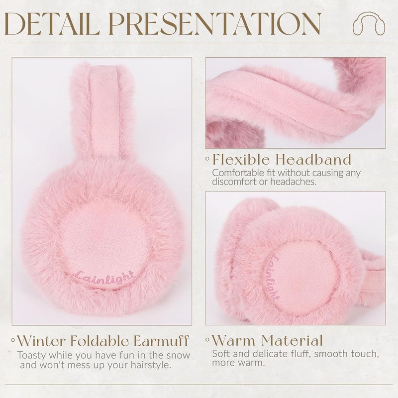 Lainlight Store Ear Muffs for Winter Women Faux Fur Warm Earmuffs Foldable Cute Fuzzy Ear Warmers - Image 3